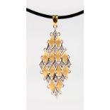 A LARGE 18CT GOLD AND DIAMOND PENDANT.