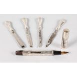 A CONWAY STEWART SILVER PEN, London 1930, and FOUR MANICURE PIECES (5).