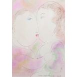 Dora Holzhandler (1928-2015) French/British. A Couple Kissing, Watercolour, Signed and Dated 2007,