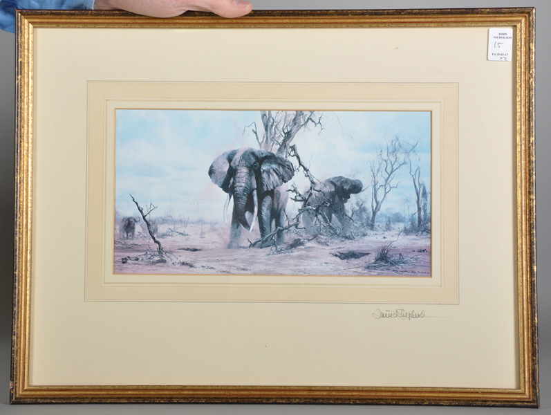 David Shepherd (1931- ) British. A Rhino, Print, Signed on the mount in Pencil, and Signed and - Image 3 of 7