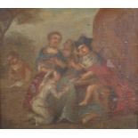 18th Century Dutch School. Figures Paying Homage, Oil on Panel, 4.75" x 5.75".