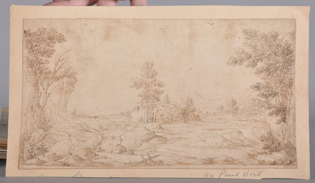 Manner of Paul Bril (c.1553-1626) Dutch. A Classical Landscape, Watercolour, Inscribed, Unframed, 6" - Image 2 of 12