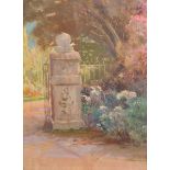Manner of Winston Churchill (1874-1965) British. A Landscape, with a Column Gateway, Oil on Board,