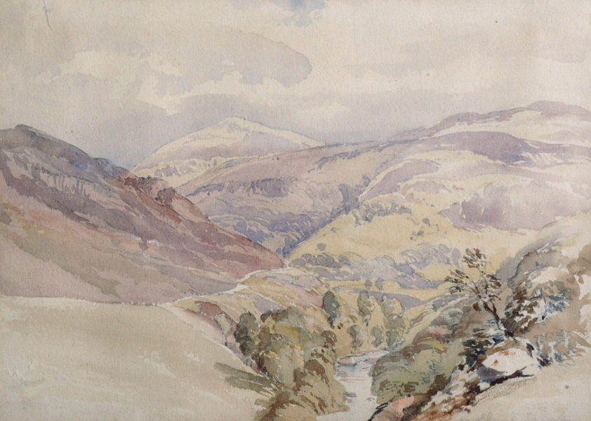 18th Century English School. A Mountainous Landscape, Watercolour, Indistinctly Inscribed, and