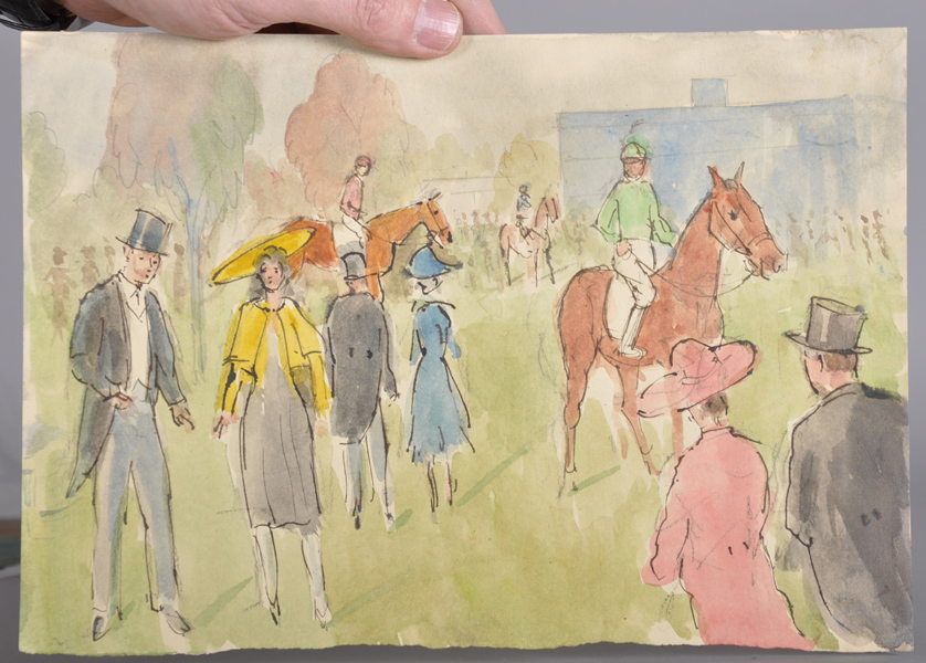 20th Century English School. A Scene at the Races, Watercolour, Unframed, 8" x 11.5", together - Image 3 of 7