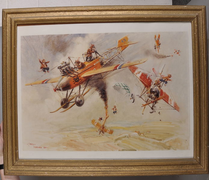 Terence Tenison Cuneo (1907-1996) British. 'A Dogfight' with Mice, Lithograph, Indistinctly - Image 2 of 4