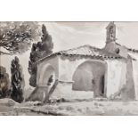 Gabrielle Decohorne (1881- ) European. “Chapelle de St Tropez”, Watercolour, Signed, and Inscribed