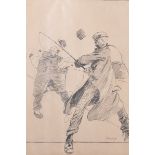 A... Briscoe (19th - 20th Century) British. Study of a Man Fishing, Ink, Signed and Dated '14,