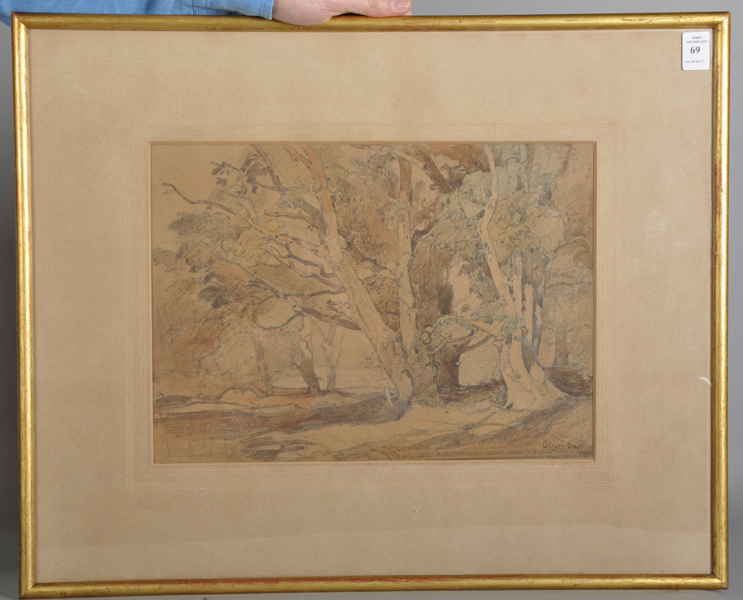 Oliver Hall (1869-1957) British. A Wooded Landscape, Watercolour and Pencil, Signed, 10.5" x 14. - Image 2 of 4