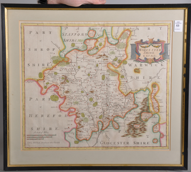 Robert Morden (17th - 18th Century) British. "Worcester Shire", Map, 14.25" x 16.5". - Image 2 of 4