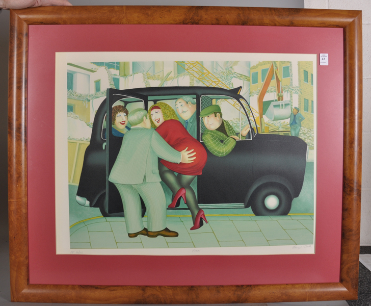 Beryl Cook (1926-2008) British. "Taxi", Lithograph, Signed, Inscribed 'Taxi' and numbered 'A/P 16/ - Bild 2 aus 6