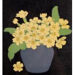 John Hall Thorpe (1874-1947) Australian. 'Primroses', Wood Engraving, Signed in Pencil, 6.5" x 6".