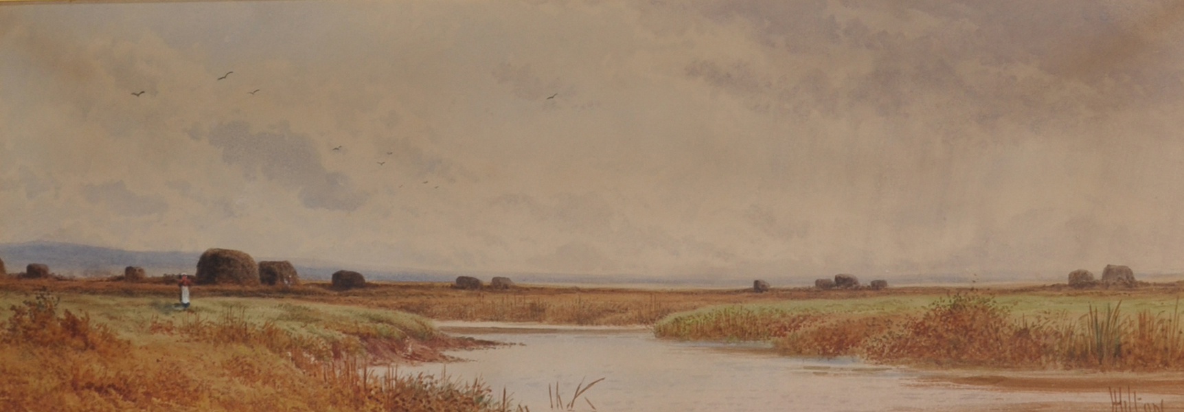 J... Hilton (19th - 20th Century) British. An Extensive River Landscape, with Figures in the - Image 2 of 7