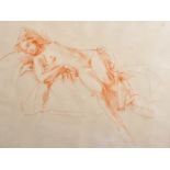 Wilfred Gabriel De Glehn (1870-1951) British. 'Study of a Reclining Female Nude, Red Chalk,