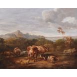 Circle of Charles Towne (1763-1840) British. A Mountainous Landscape, with Cattle, Sheep and Horses,