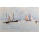 Charles Sim Mottram (1807-1876) British. A Shipping Scene, with Calmed Boats, Watercolour, Signed,