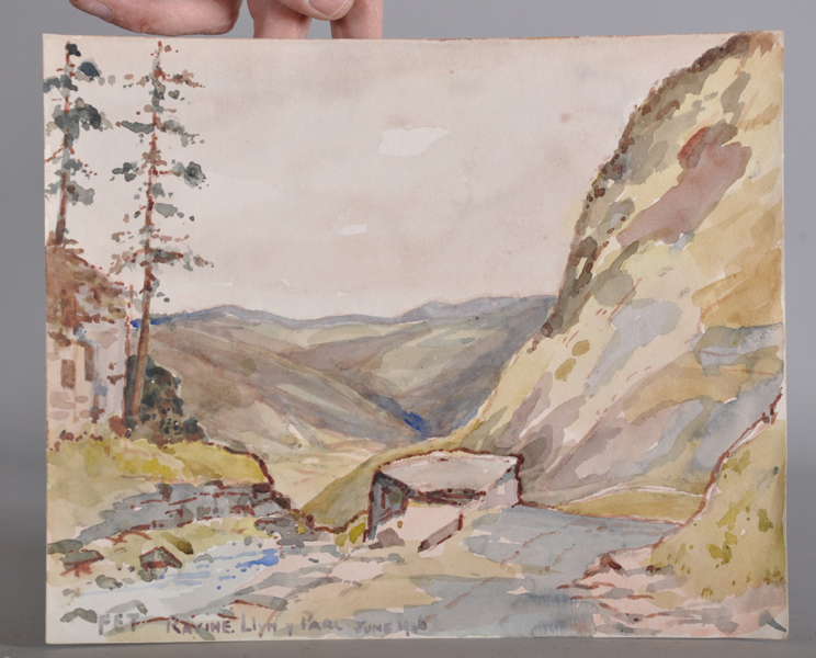 F... E... Taylor (19th Century) British. "Ravine, Llyn y Parc", Watercolour, Signed with Initials, - Image 2 of 4