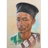 G... Douglas (20th Century) British. Head Study of an Eastern Man, Pastel, Signed, 14.5" x 10.5".