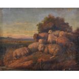 Manner of Thomas Sidney Cooper (1803-1902) British. Sheep in a Landscape, Oil on Canvas laid down,