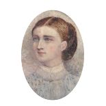 Early 20th Century English School. Portrait of a Young Girl, Mixed Media, Oval, 3" x 2.25".