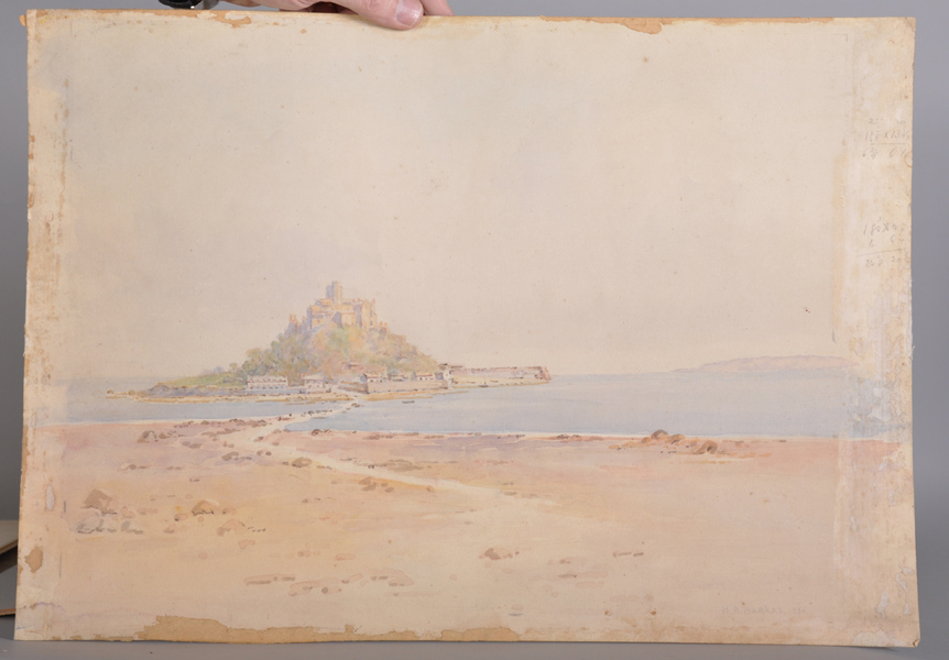 Herbert Atkinson Barkas (1870-1939) British. 'Elizabeth Castle" (Jersey), Watercolour, Signed, - Image 2 of 5