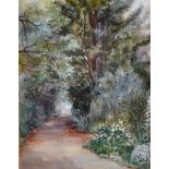 Circle of William Fraser Garden (1856-1921) British. A Flowers Lined Track, Watercolour, 11.5" x