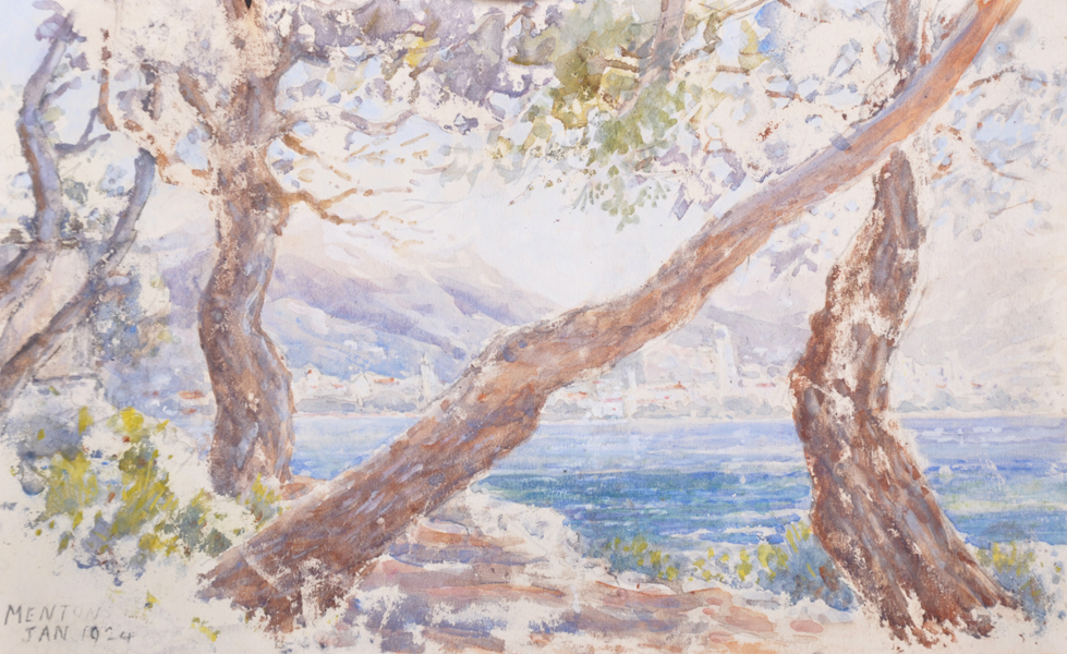 20th Century English School. "Menton", a Coastal Scene, Watercolour, Signed and Dated 'Jan 1924',