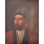 20th Century Middle Eastern School. Bust Portrait of a Man, Oil on Unstretched Canvas,