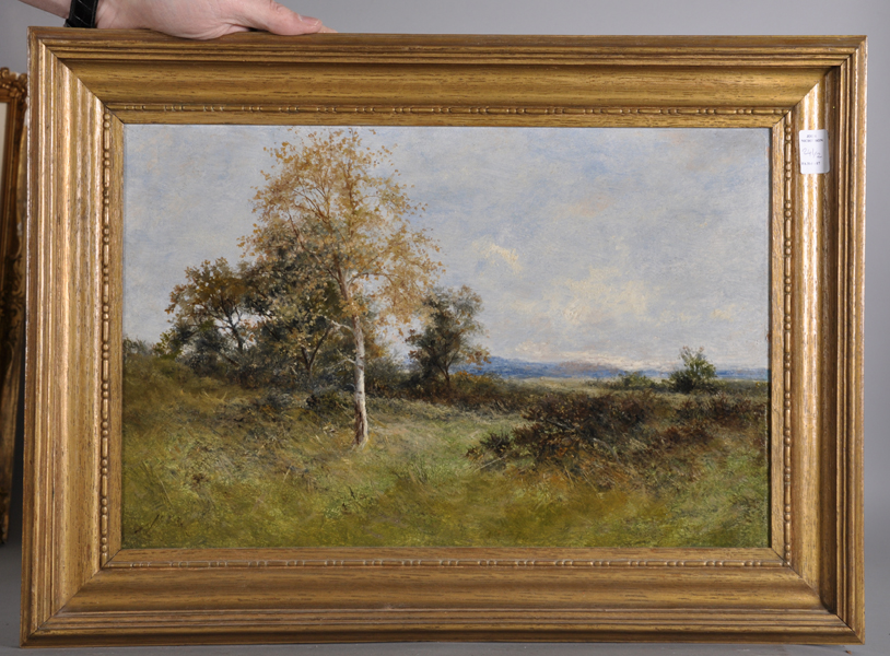 Circle of Daniel Sherrin (1868-1940) British. "Wimbledon Common", Oil on Board, Inscribed on the - Image 4 of 5