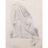 Eugen Klimsch (20th Century) German. Study of a Cloak, Pencil, Signed, Unframed, 9.75" x 7.75",