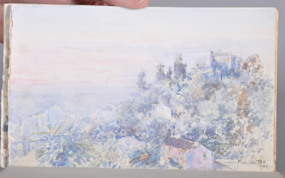 20th Century English School. "Menton", a Coastal Scene, Watercolour, Signed and Dated 'Jan 1924', - Image 6 of 6