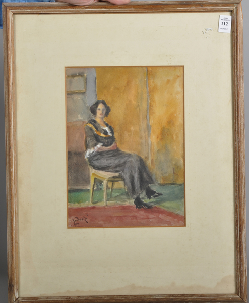 Albert Ludovici (1852-1932) British. A Seated Lady, in an Interior, Watercolour, Signed, 11.5" x 8. - Image 2 of 4