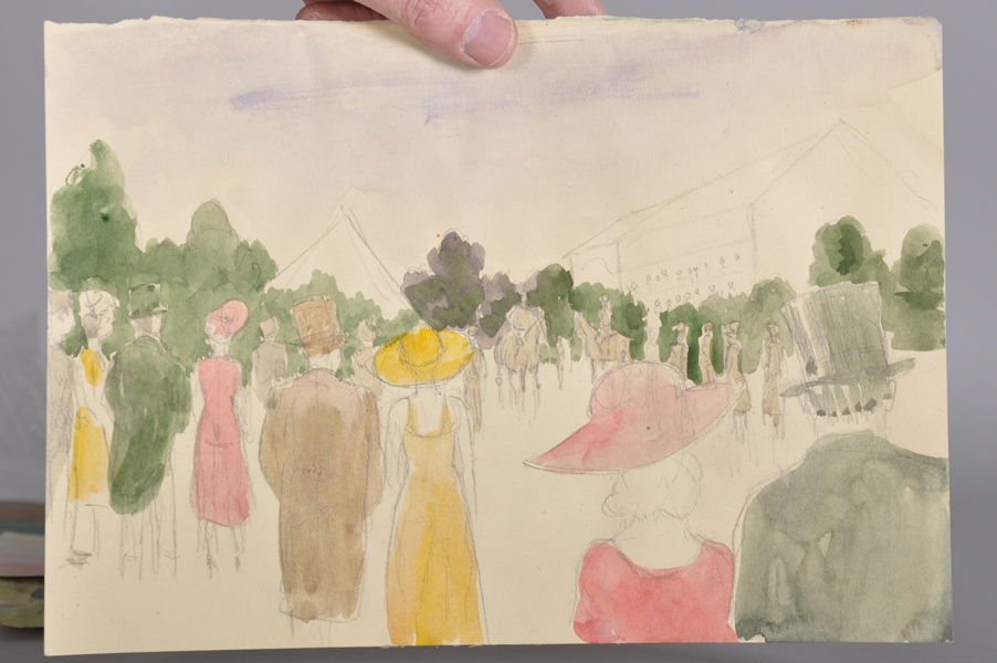 20th Century English School. A Scene at the Races, Watercolour, Unframed, 8" x 11.5", together - Image 4 of 7
