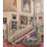 20th Century English School. Interior of a Hall, Watercolour, Unframed, 21.25" x 18.25".