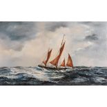 20th Century English School. A Sailing Boat in Choppy Waters, Oil on Canvas laid down,