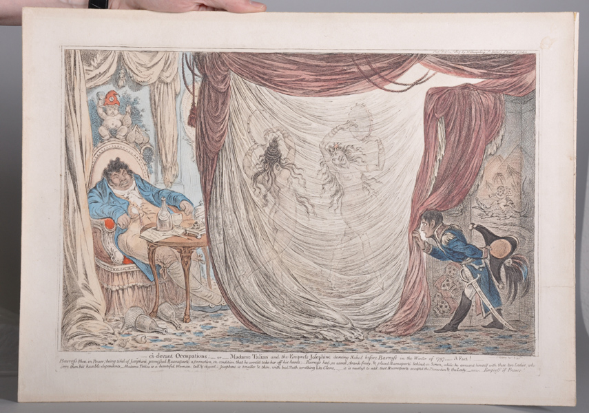 James Gillray (1757-1815) British. "ci devant Occupations - or - Madame Talian and the Empress - Image 2 of 3