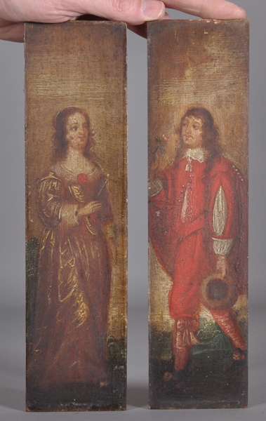 18th Century English School. Full Length Portrait of a Lady, Oil on Panel, Unframed, 11.25" x 3", - Image 3 of 4