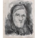 Anne Fitzgerald (20th Century) British. Head of an Old Woman, Lithograph, Signed and numbered 6/