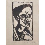 Attributed to Erich Heckel (1883-1970) German. "Der Mann" (Selbstbildnis), Woodcut, Signed and