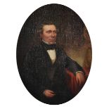 19th Century English School. Portrait of a Seated Man, Oil on Canvas, Oval, 13.5" x 10.5".