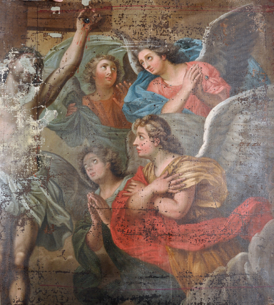 Late 18th Century Italian School. Figures Praying, Oil on Unstretched Canvas, 36.5" x 33".