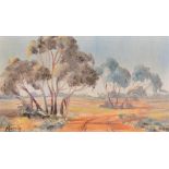 Morris (20th Century) Australian. "Mallee Landscape", Oil on Artist's Board, Signed, and Inscribed