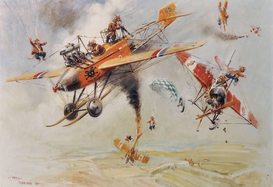 Terence Tenison Cuneo (1907-1996) British. 'A Dogfight' with Mice, Lithograph, Indistinctly