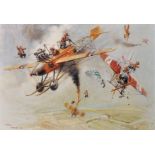 Terence Tenison Cuneo (1907-1996) British. 'A Dogfight' with Mice, Lithograph, Indistinctly