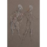 Leonor Fini (1907-1996) Argentinean. Study of Two Figures, Lithograph, Signed in Pencil, 18" x