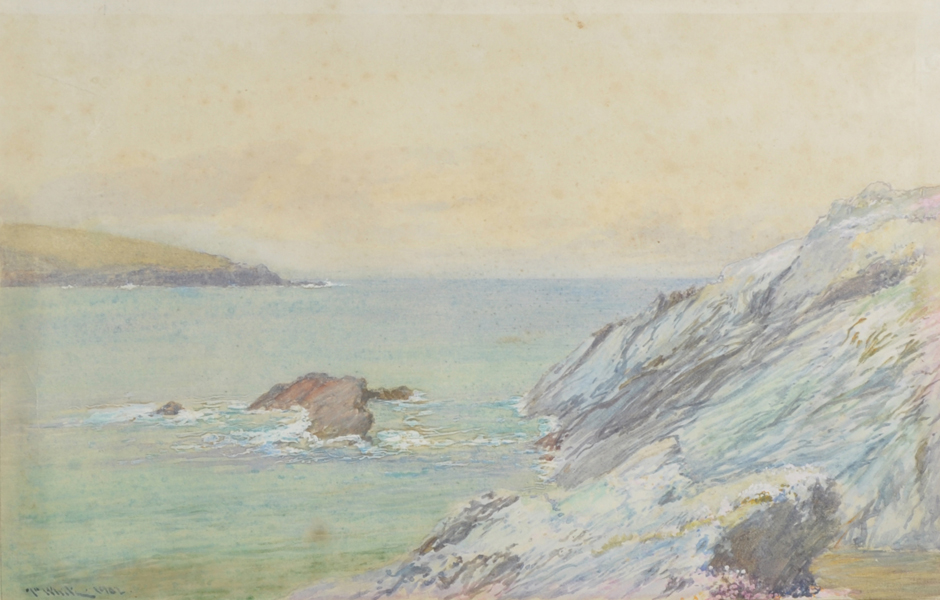 John White (1851-1933) British. A Rocky Coastal Scene, Watercolour, Signed, 11.25" x 17.25".