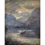 G... Shelley (20th Century) British. A Moonlit River Landscape, Oil on Canvas, Signed, Unframed, 12"