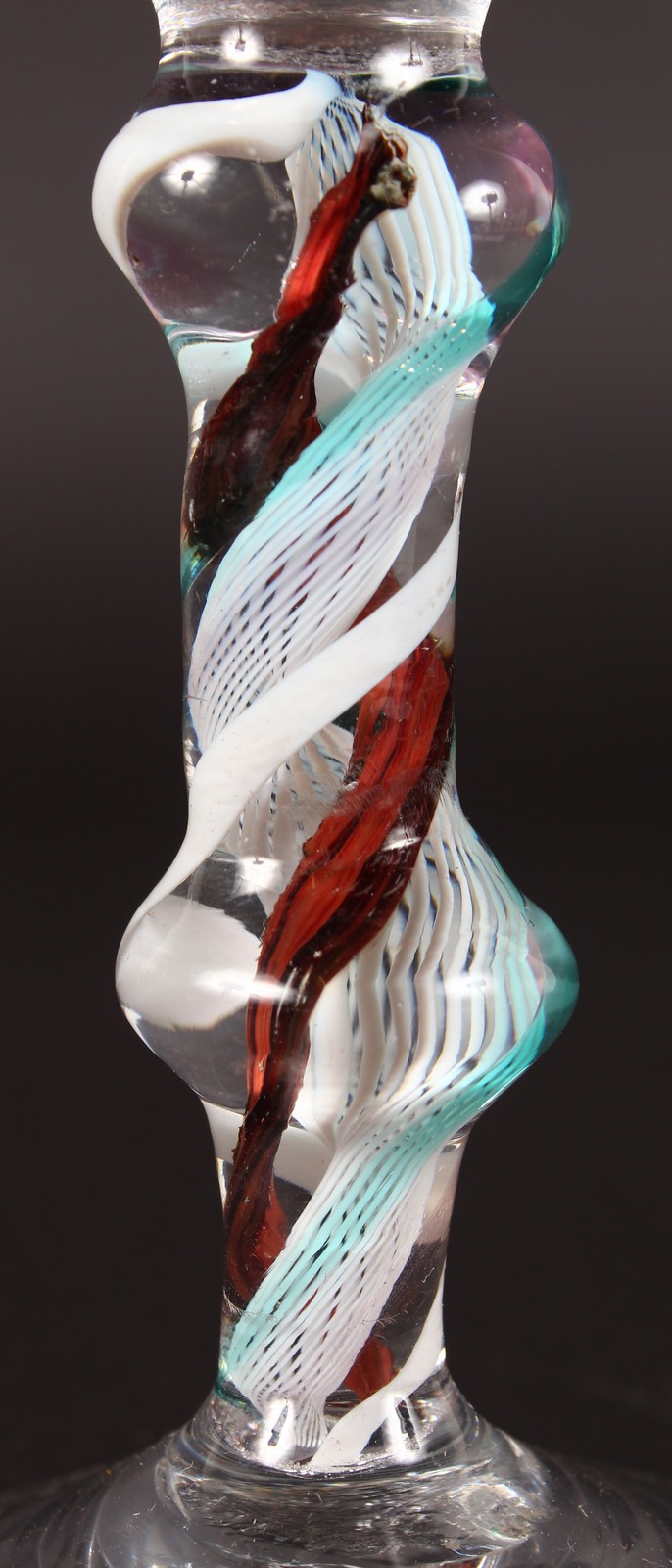 A CORDIAL GLASS, the knop stem with coloured twist. 5.5ins high. - Image 2 of 2