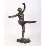 AFTER DEGAS A GOOD DANCING NUDE with right leg upright. Signed. 21ins high.