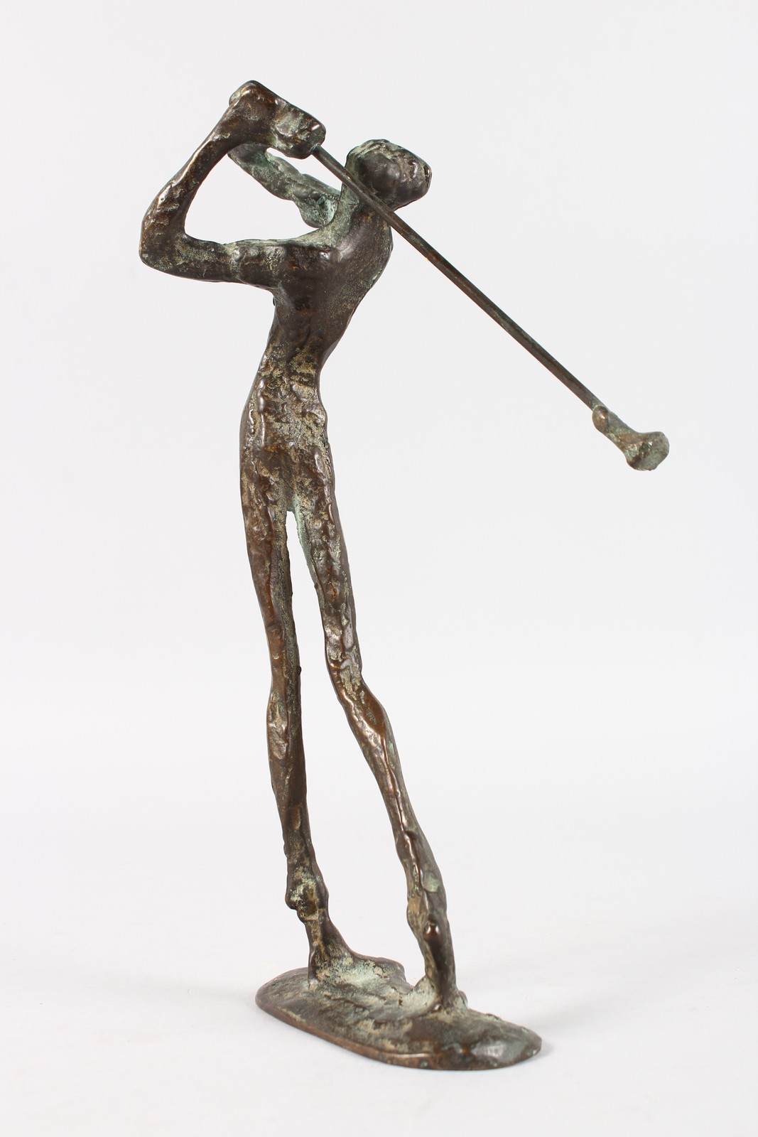 A CAST BRONZE GOLFER STICK FIGURE. 9ins high. - Image 3 of 4